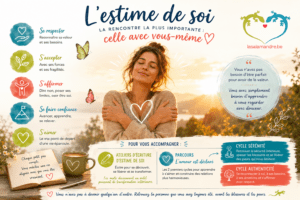 Femme souriante développant son estime de soi grâce à un travail de développement personnel.